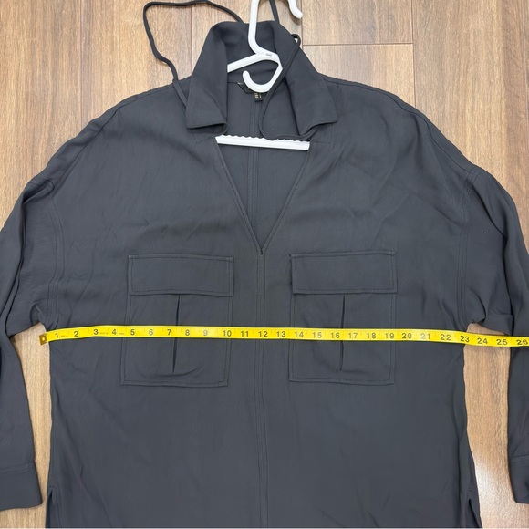 Mossimo dutti Black V-Neck Utility Shirt with Chest Pockets - Picture 4 of 8